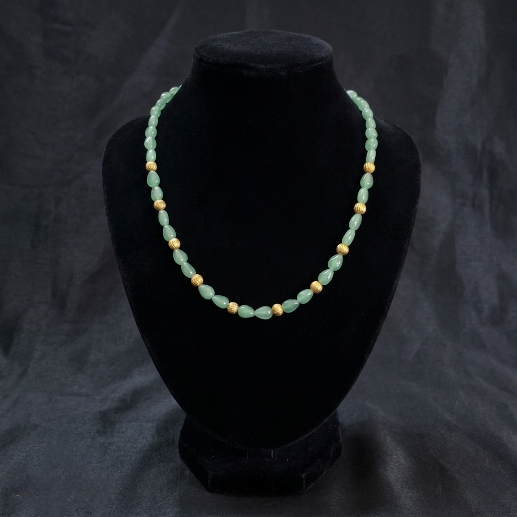 Flat Drop Onyx Beads Necklace