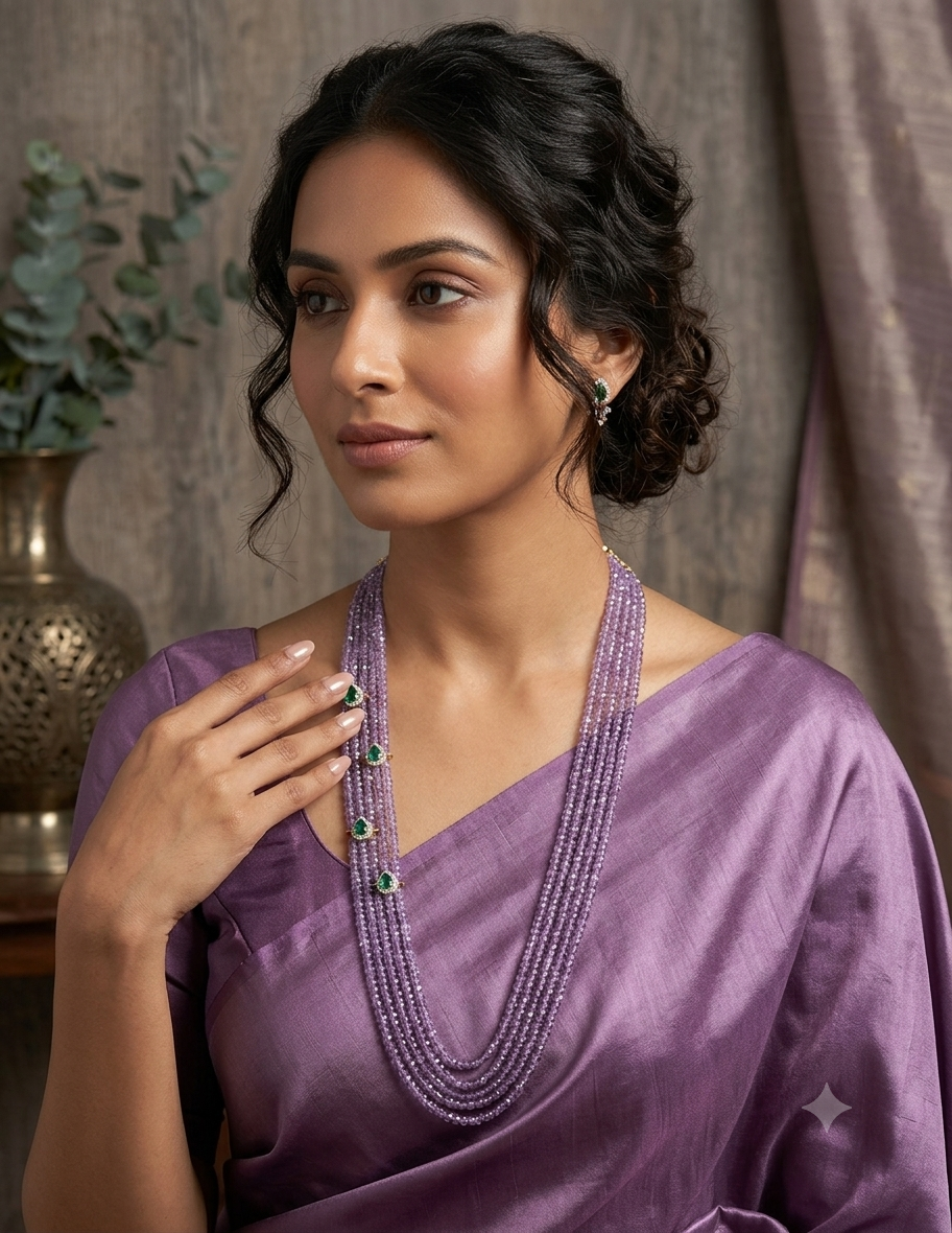 Lavender CZ Beads Necklcae