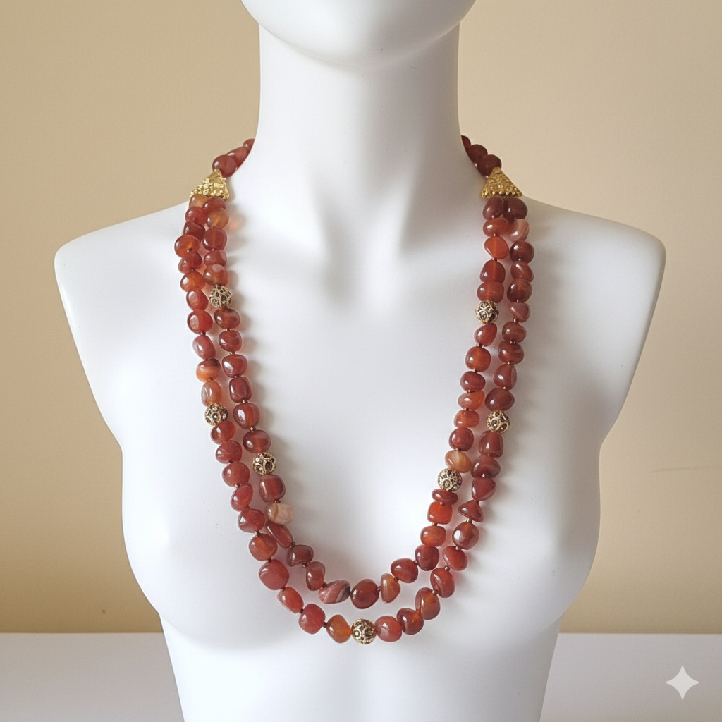 Two Layer agates Nuggets Necklace