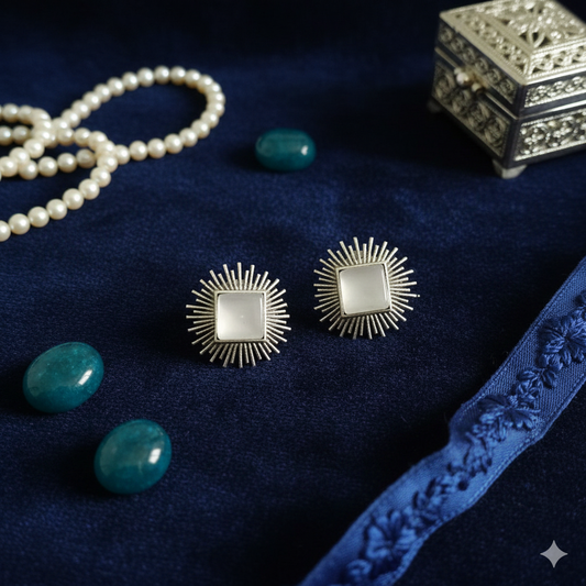 white stone sunburst studs