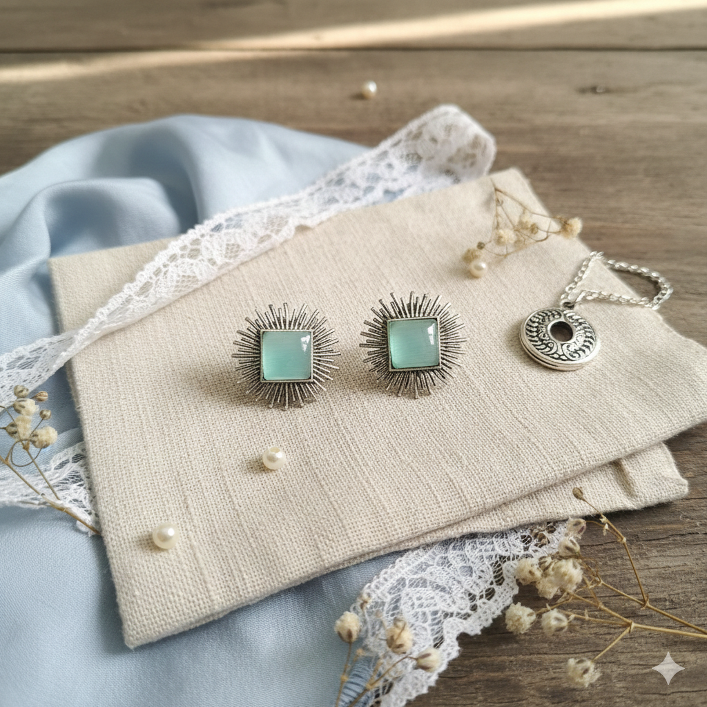 Mint green sunburst studs