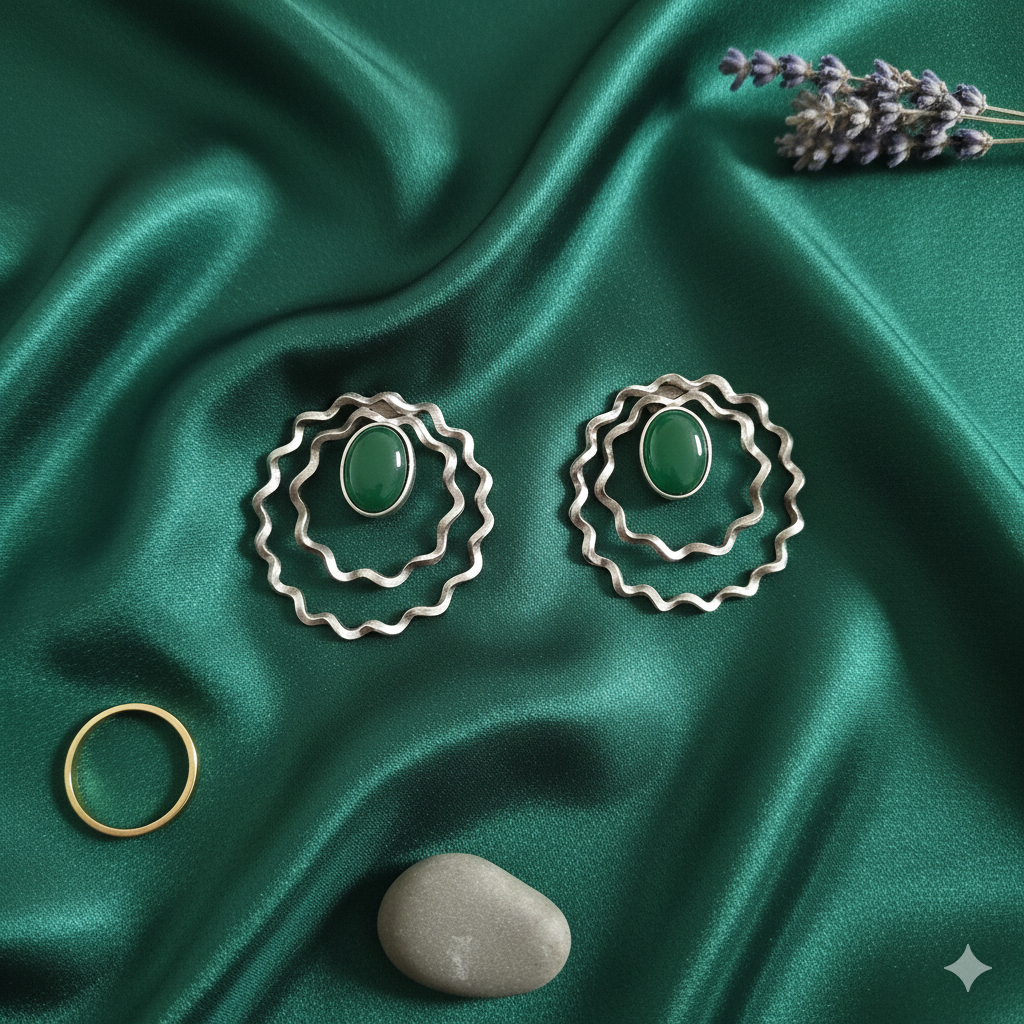 Emerald Ripple studs