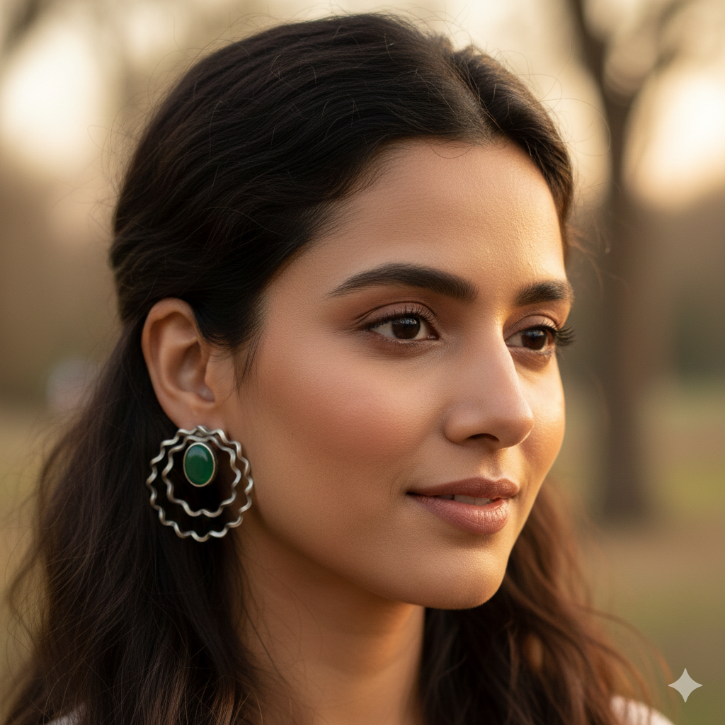 Emerald Ripple studs