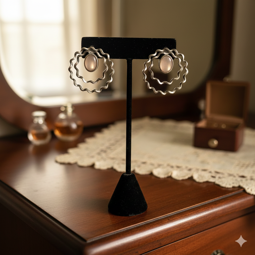 Peach Ripple Stud Earrings