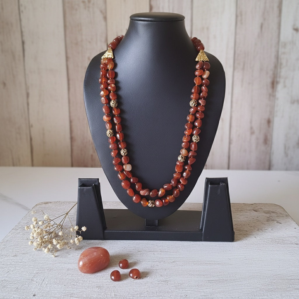 Two Layer agates Nuggets Necklace