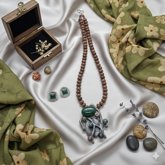 Emerald Canopy Brooch Pendant Necklace