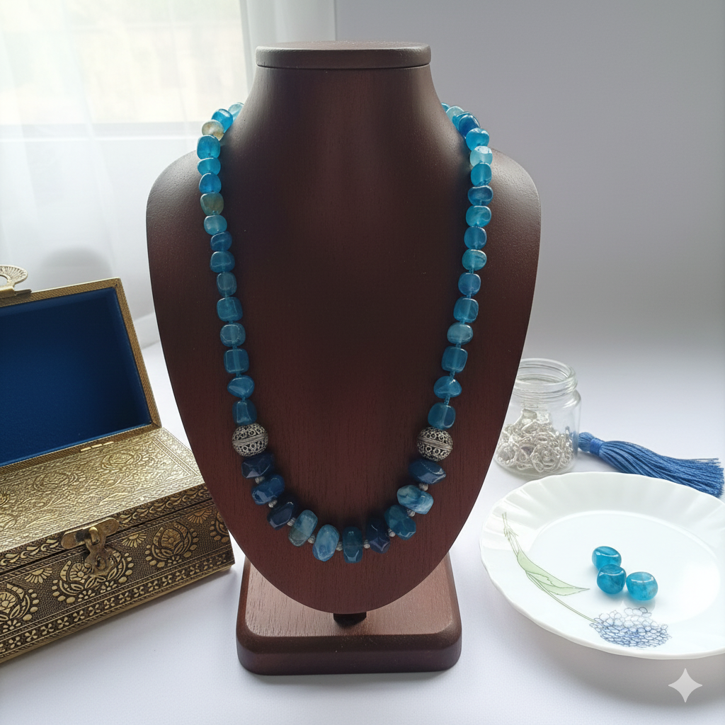 Blue Agates Nuggets Necklace