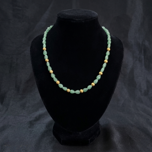 Flat Drop Onyx Beads Necklace