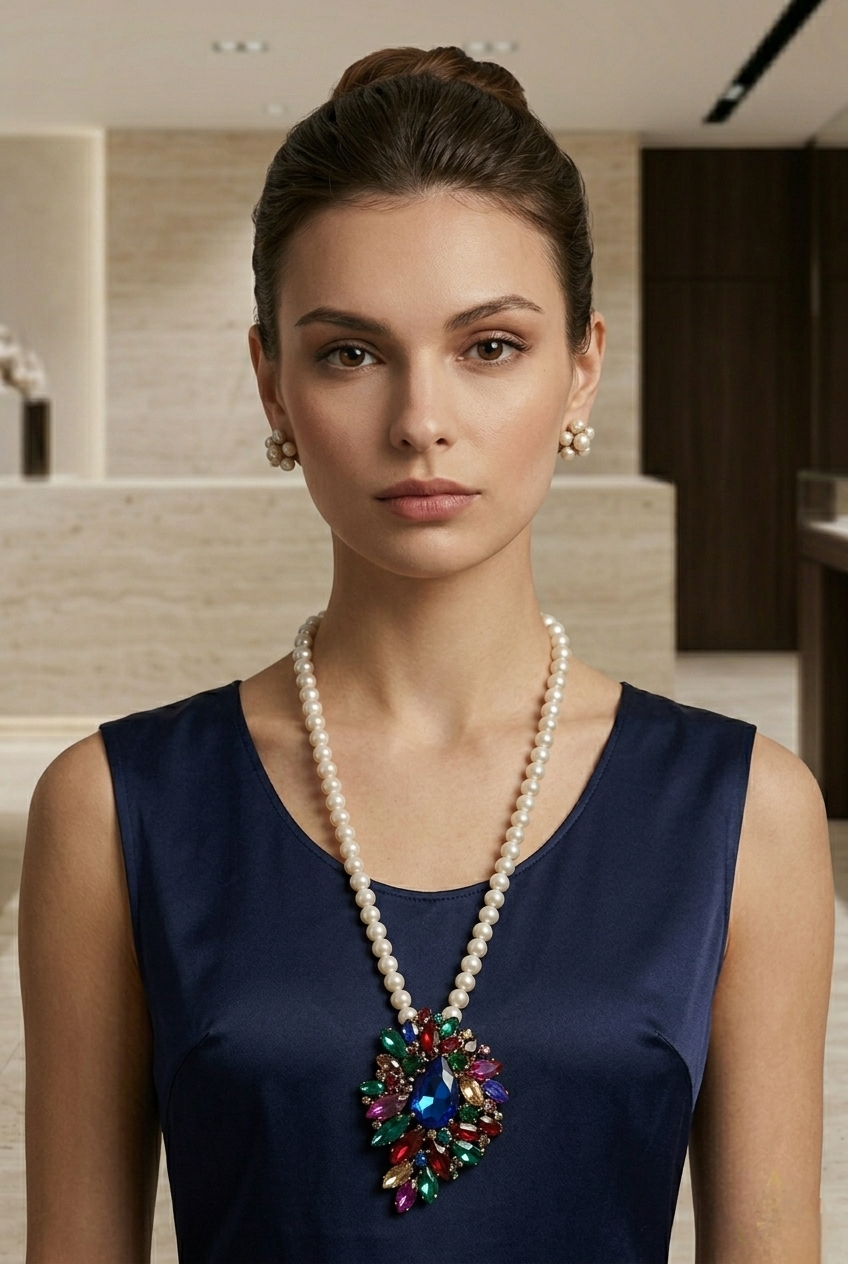 Rainbow Bloom Brooch Pendant Necklace