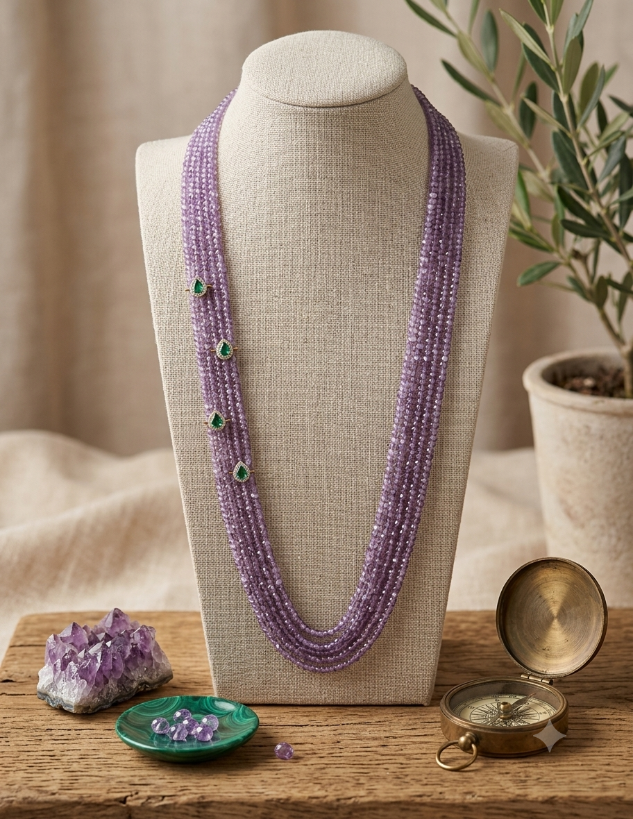 Lavender CZ Beads Necklcae