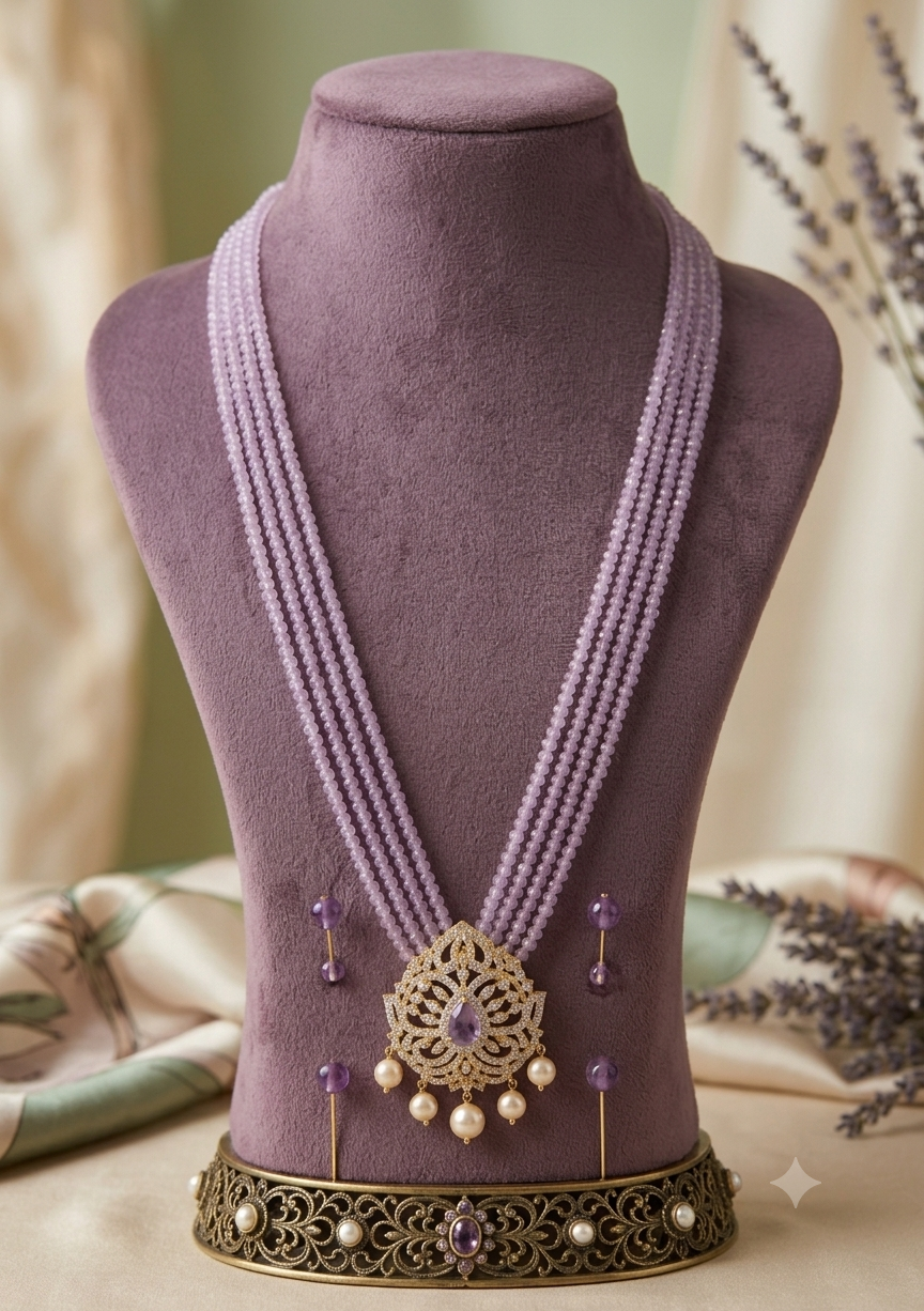 Lilac CZ Beads Necklace