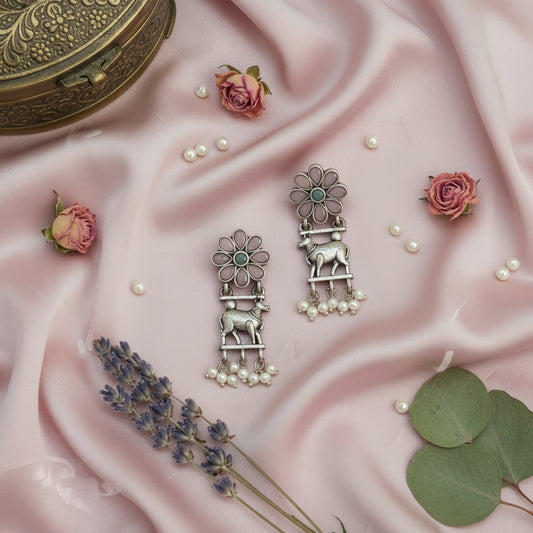 Pink  stone Nandi earrings