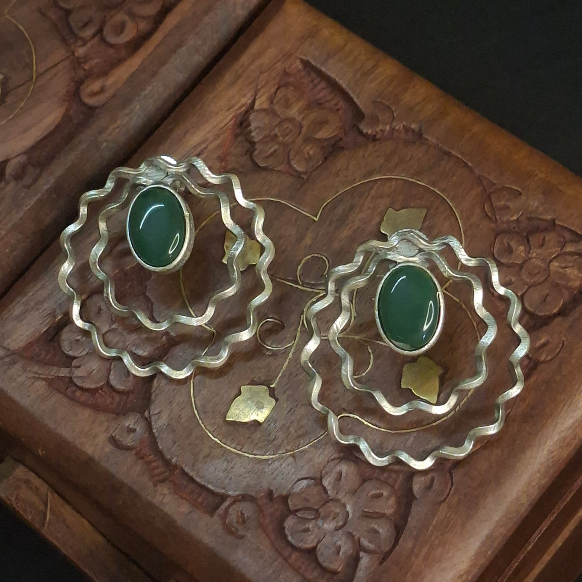 Emerald Ripple studs