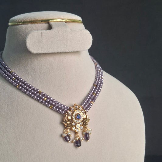 Shell pearls Necklace ( Purple)