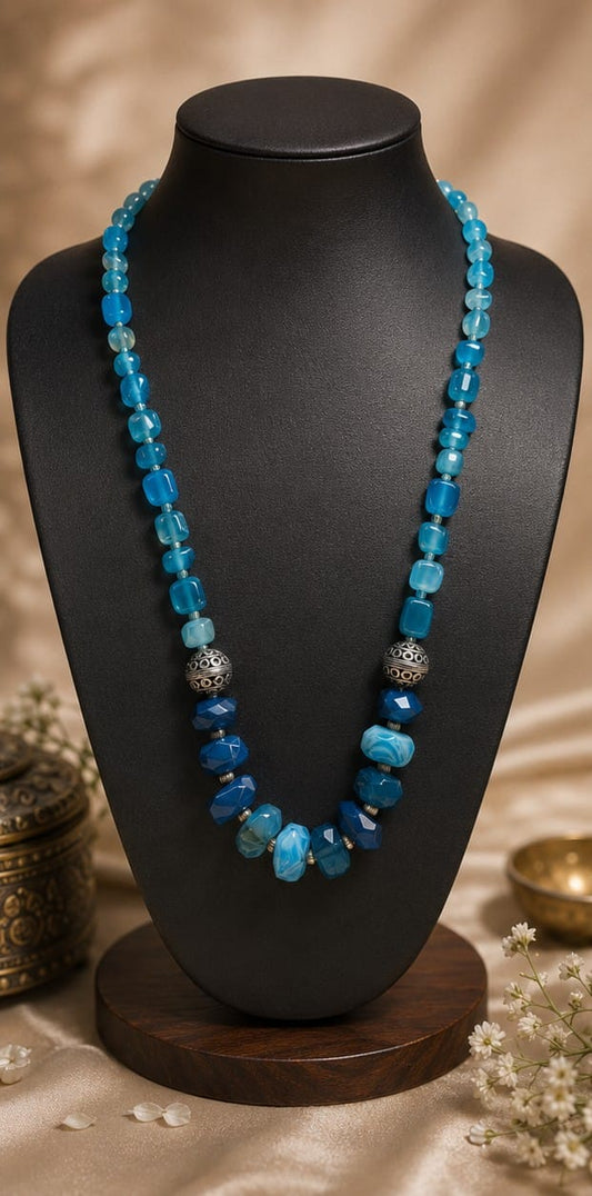 Blue Agates Nuggets Necklace