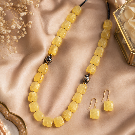 Yellow Onyx Beads Necklace